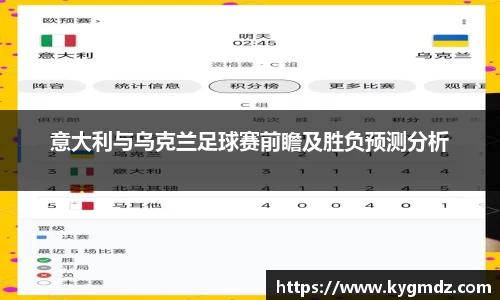 意大利与乌克兰足球赛前瞻及胜负预测分析