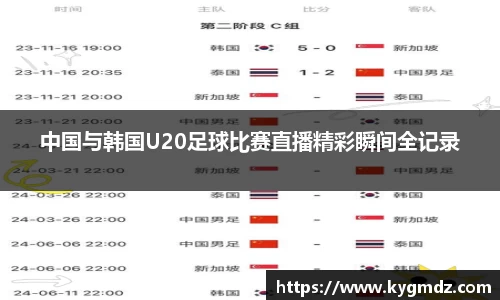 中国与韩国U20足球比赛直播精彩瞬间全记录